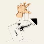 An illustration shows a hand orchestrating the voting process.