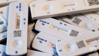 A file photo is shown of COVID-19 antigen tests.