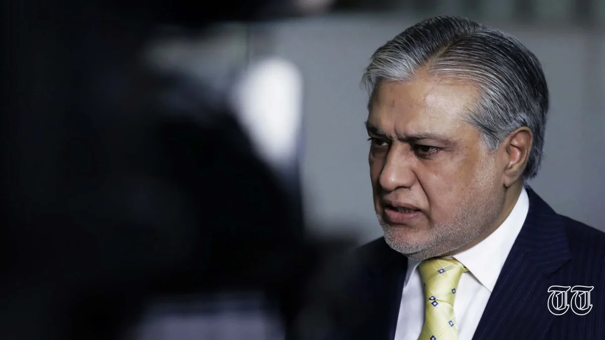 Pakistani finance minister Ishaq Dar is shown.
