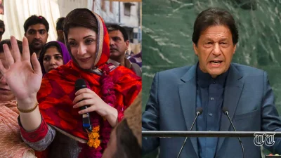 A combination file photo shows PML(N) vice president Maryam Nawaz and former Prime Minister Imran Khan.