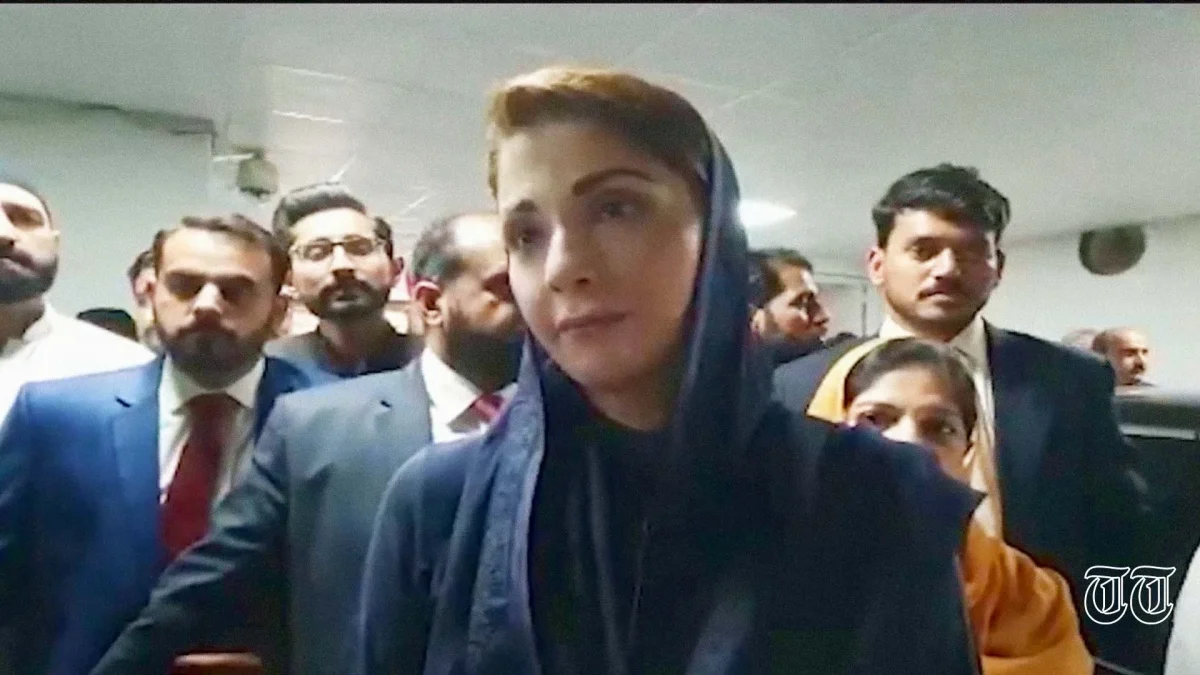 A file photo shows PML(N) vice president Maryam Nawaz addressing a crowd at the National Assembly in Islamabad.