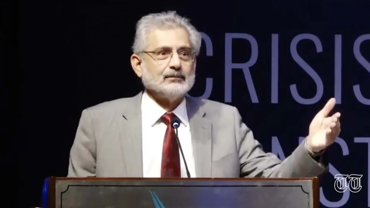 Justice Qazi Faez Isa addresses an audience at the 2022 Asma Jahangir Conference at Lahore.