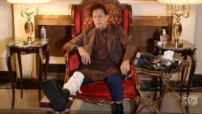 A file photo is shown of PTI president Imran Khan at his residence in Bani Gala.