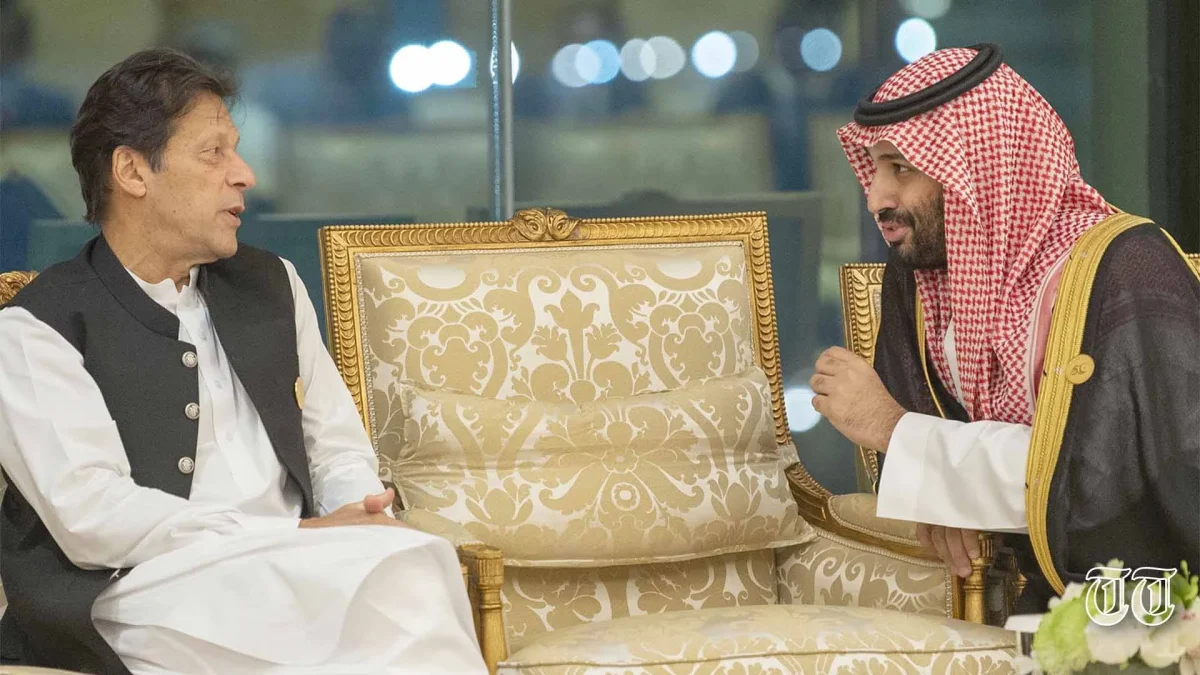 A file photo is shown of PTI president Imran Khan and Saudi crown prince Muhammad bin Salman.