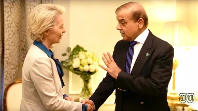 Prime Minister Shehbaz Sharif meets EU Commission president Ursula von der Leyen at the sidelines of the 77th UN GA.