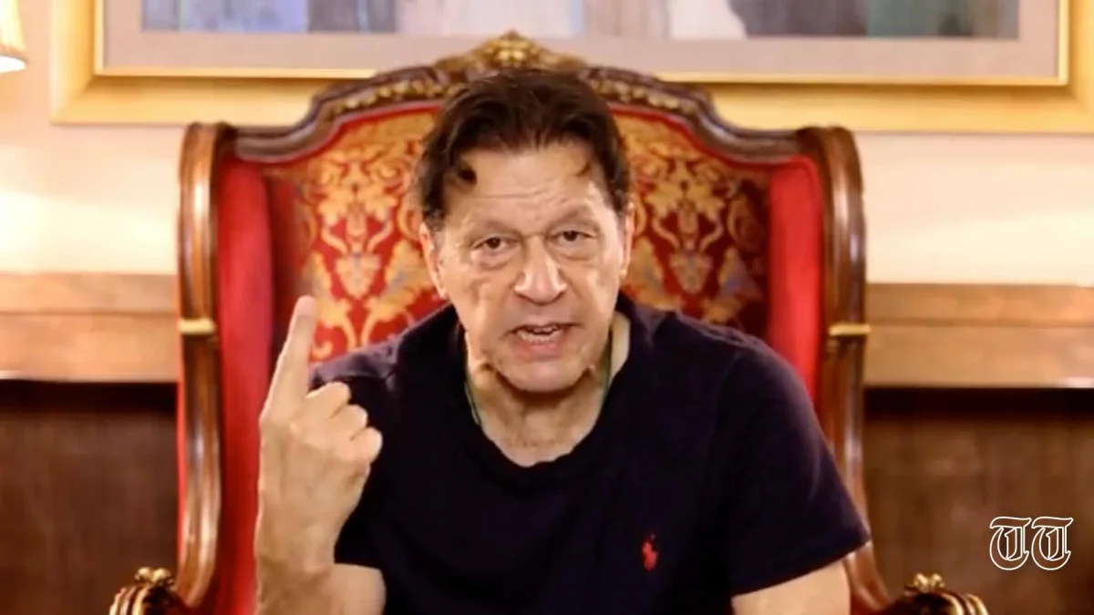 PTI chairman Imran Khan is shown in a recorded address to party workers. — TWITTER/@ImranKhanPTI