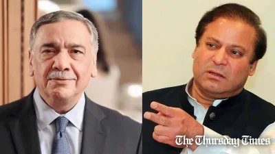 A combined file photo is shown of former Supreme Court CJ Asif Saeed Khan Khosa (L) and PML(N) chief Nawaz Sharif (R). — FILE/THE THURSDAY TIMES