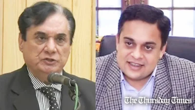NAB chair Javed Iqbal (L) and senior bureaucrat Ahad Cheema (R) are shown. — FILE/THE THURSDAY TIMES