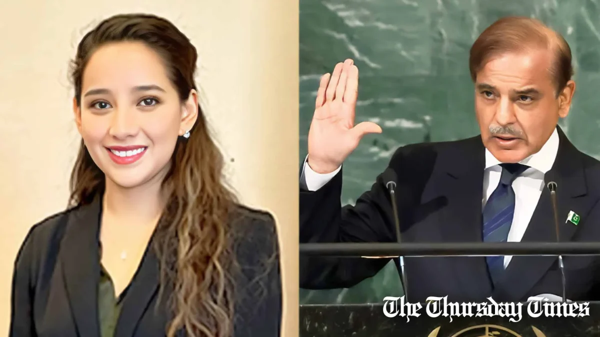 Vice President of the UNHRC, Maira Mariela Macdonal Alvarez (L) and Pakistani prime minister Shehbaz Sharif (R) are shown. — FILE/THE THURSDAY TIMES