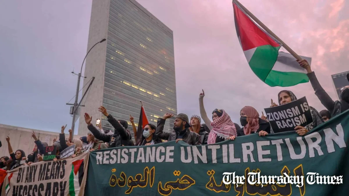 Pro-Palestinian demonstrators carry posters and flags as they protest the United Nations (UN) and United States Mission for not preventing Israel's attacks on Gaza in New York, United States on November 4, 2023. — FILE/ANADOLU