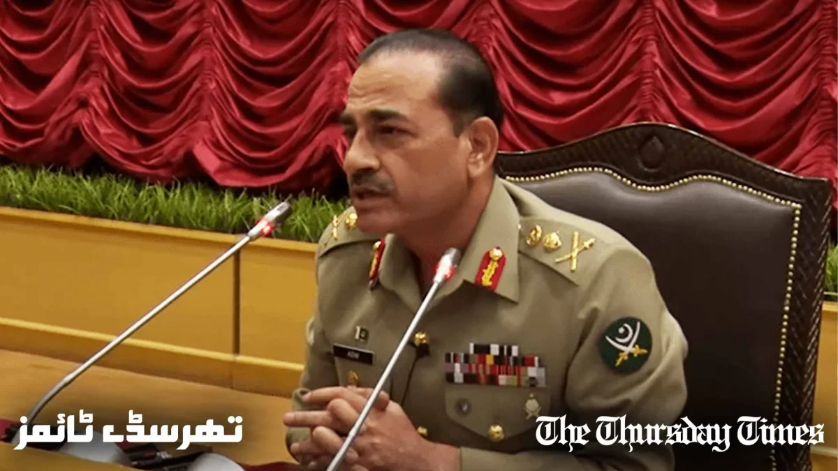 A file photo is shown of Cheif of Army Staff General Asim Munir addressing officers. — ISPR