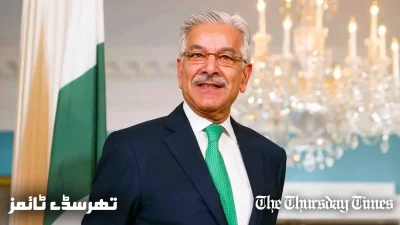 A file photo is shown of incumbent defence minister Khawaja Asif. — FILE/THE THURSDAY TIMES