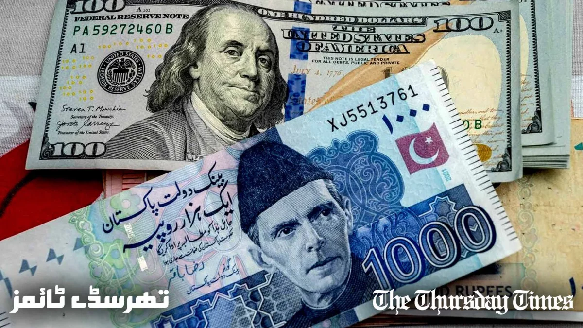An illustration is shown of U.S. Dollars and Pakistani rupees. — FILE/THE THURSDAY TIMES