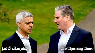 London mayor Sadiq Khan (L) walks with Labour leader Sir Keir Starmer (R) at London's St James' Park ahead of the English local elections on May 1, 2024. — FILE VIA GETTY
