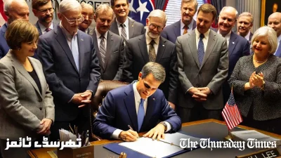 An illustration shown of Tennessee Governor Bill Lee signing the bill. — FILE/THE THURSDAY TIMES