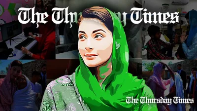 An illustration is shown of Chief Minister for the Punjab, Maryam Nawaz. — © MONTAGE/THE THURSDAY TIMES