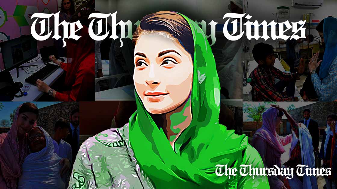 An illustration is shown of Chief Minister for the Punjab, Maryam Nawaz. — © MONTAGE/THE THURSDAY TIMES