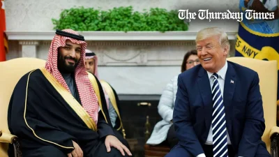 A file photo is shown of former US President Donald Trump (R) alongside Saudi crown prince Mohammad bin Salman (L) at the Oval Office in 2018. — AFP