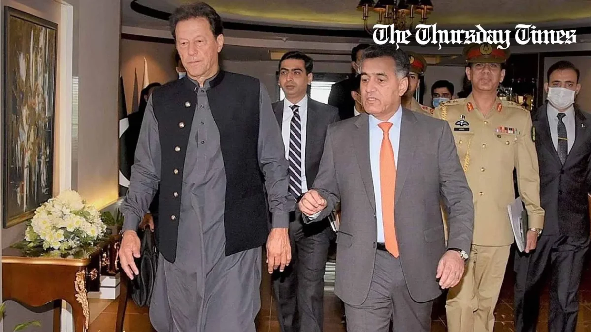 A file photo is shown of former prime minister Imran Khan with former DG ISI Faiz Hameed. — FILE/THE THURSDAY TIMES