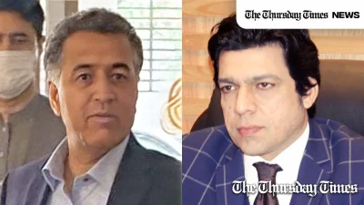 A file photo is shown of former ISI chief Faiz Hameed (L) and Senator Faisal Vawda (R). — FILE/THE THURSDAY TIMES
