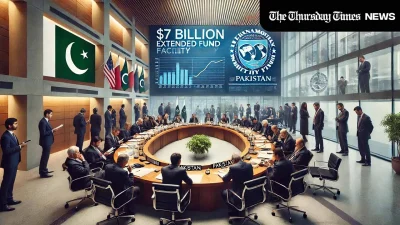 An illustration is shown of an IMF meeting. — MONTAGE/THE THURSDAY TIMES