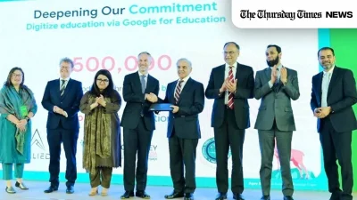 Google Asia Pacific President Scott Beaumont presented a locally manufactured Chromebook to Prime Minister Shehbaz Sharif during a ceremony held in Islamabad on September 5, 2024. — FILE/THE THURSDAY TIMES