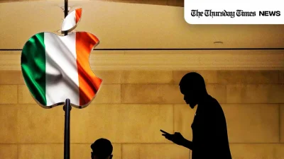 A montage is shown of the Irish flag impressed onto an Apple logo. — MONTAGE/THE THURSDAY TIMES