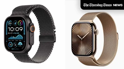 Apple Watch Ultra 2 (L) and Apple Watch Series 10 (R) models are shown. — APPLE
