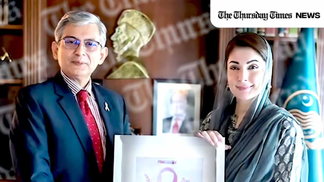 A file photo is shown of CEO of the Pink Ribbon foundation, Omer Aftab (L) and Chief Minister for the Punjab, Maryam Nawaz (R). — FILE/THE THURSDAY TIMES