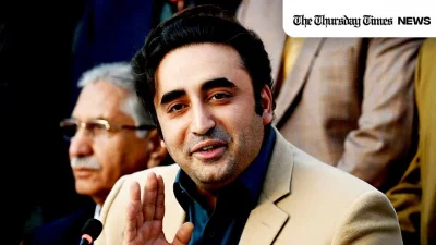 A file photo is shown of PPP chief Bilawal Bhutto-Zardari addressing a press conference on Feburary 13, 2024. — AFP