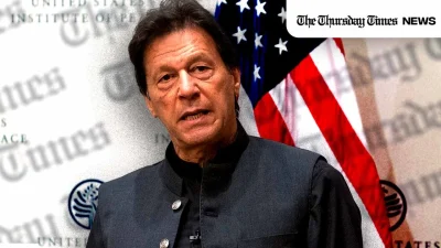 A montage is shown of former Pakistani prime minister Imran Khan at Washington, D.C. in 2019. — FILE