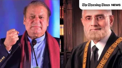 A file photo is shown of former prime minister Nawaz Sharif (L) and former Chief Justice Anwar Zaheer Jamali (R) — MONTAGE/THE THURSDAY TIMES