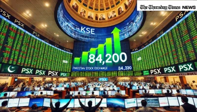 An impression is shown of a bull run at the Pakistani Stock Exchange. — MONTAGE/THE THURSDAY TIMES