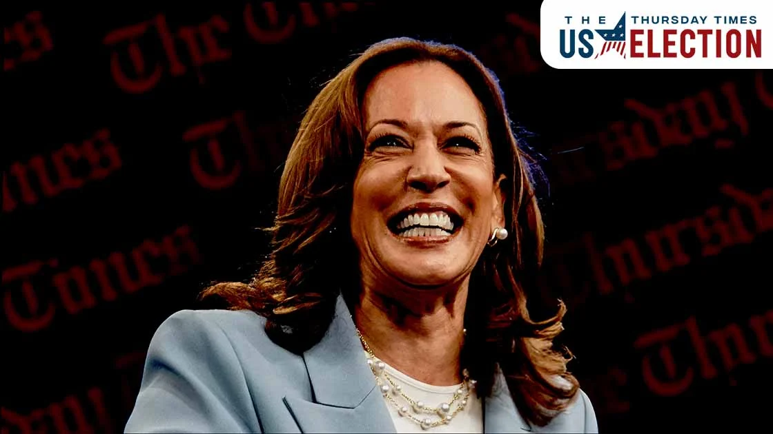 A montage is shown of incumbent U.S. vice president, Kamala Harris. — ELIJAH NOUVELAGE/AFP via Getty Images | MONTAGE/THE THURSDAY TIMES