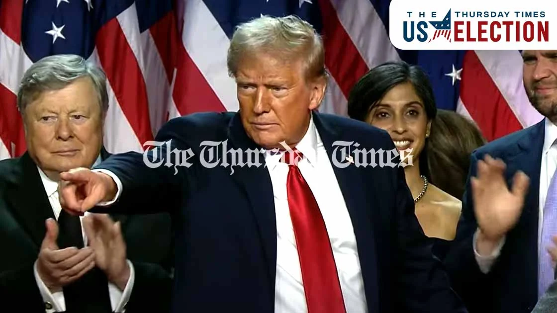 A file photo is shown of intended President-elect Donald Trump giving a victory speech at West Palm Beach on November 6, 2024. — FILE/THE THURSDAY TIMES