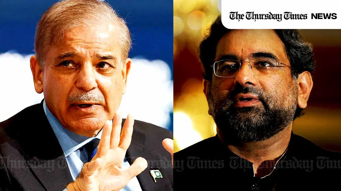 A combined file photo is shown of incumbent Pakistani prime minister, Shehbaz Sharif (L) and former interim Pakistani prime minister, Shahid Khaqan Abbasi (R). — FILE/THE THURSDAY TIMES