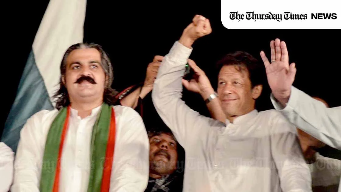 A file photo is shown of Ali Amin Gandapur, the chief minister of Khyber Pakhtunkhwa (L) and the incarcerated PTI founder, Imran Khan (R). — X/AliAminKhanPTI