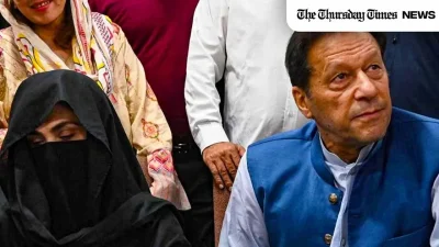 A file photo is shown of former prime minister Imran Khan (R) and former Pakistani first lady Bushra Bibi (L). — FILE/THE THURSDAY TIMES