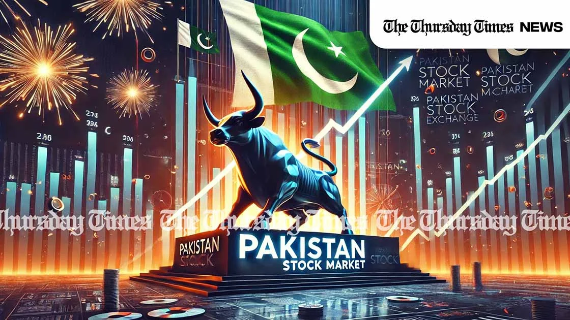 Pakistan’s stock market reaches historic high, defying global economic slump due to strong investor confidence. — ORIGINAL/THE THURSDAY TIMES