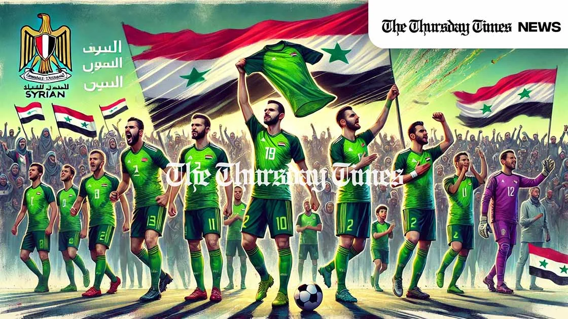 syrian football team unveils new green kit post-Assad. ORIGINAL/THE THURSDAY TIMES