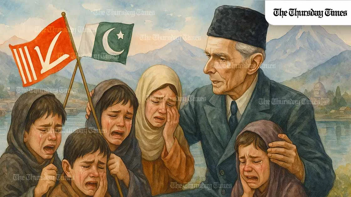 After Pahalgam, the cries of Kashmir echo not in Delhi, but in Jinnah’s silhouette—because when identity is punished, the dream of Pakistan becomes a refuge, not a threat. — MICHAEL MCCALL FOR THE THURSDAY TIMES
