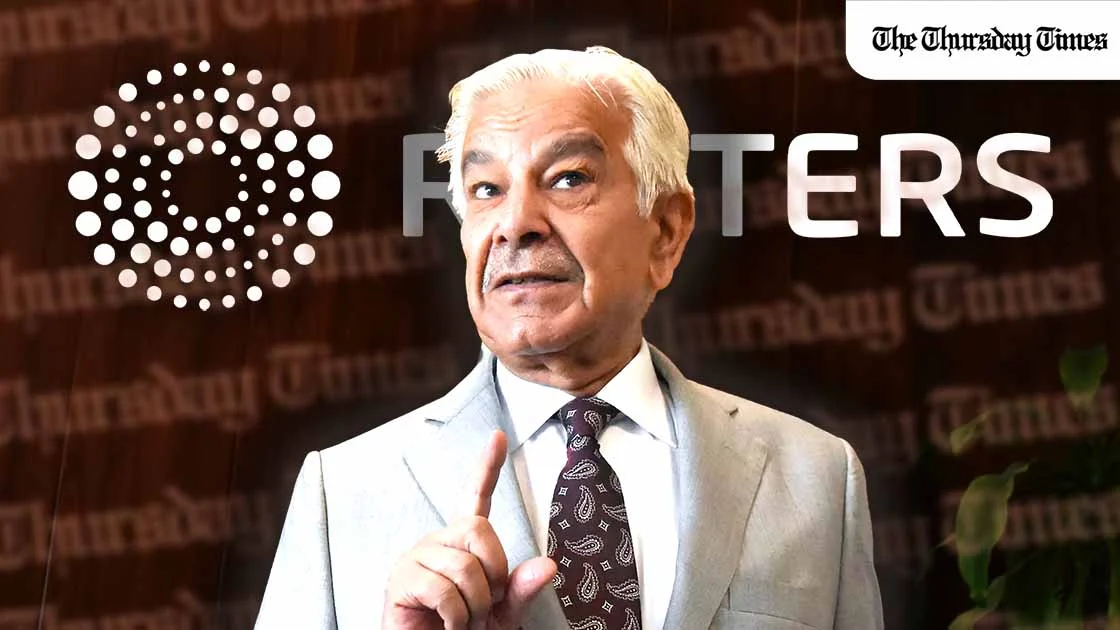 Khawaja Asif discusses the augmentation of Pakistan's defence forces in a candid interview at Islamabad on April 28, 2025. — THE THURSDAY TIMES VIA REUTERS