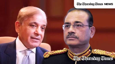 A combine image is shown of incumbent prime minister Shehbaz Sharif (L) and field marshal Syed Asim Munir (R). — MONTAGE/THE THURSDAY TIMES