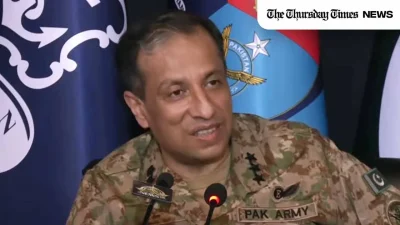 A file photo is shown of DG-ISPR Lt Gen Ahmed Sharif Chaudhry. — FILE/THE THURSDAY TIMES