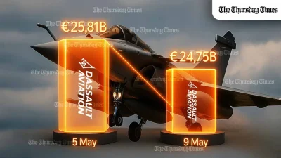 Graphs are shown of Dassault's losses over the past week. — PETER SILVER FOR THE THURSDAY TIMES