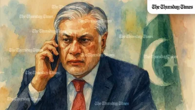 While jets roared overhead, Ishaq Dar reached for the world’s ear, not its throat. — MICHAEL MCCALL FOR THE THURSDAY TIMES