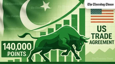 An illustration shown of the Pakistan Stock Exchange during a bull run. — ORIGINAL/THE THURSDAY TIMES