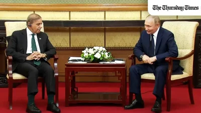Prime Minister Shehbaz Sharif and President Vladimir Putin met in Beijing, expressing intent to deepen Pakistan Russia ties as Putin invited Sharif to the Moscow SCO summit. — FILE