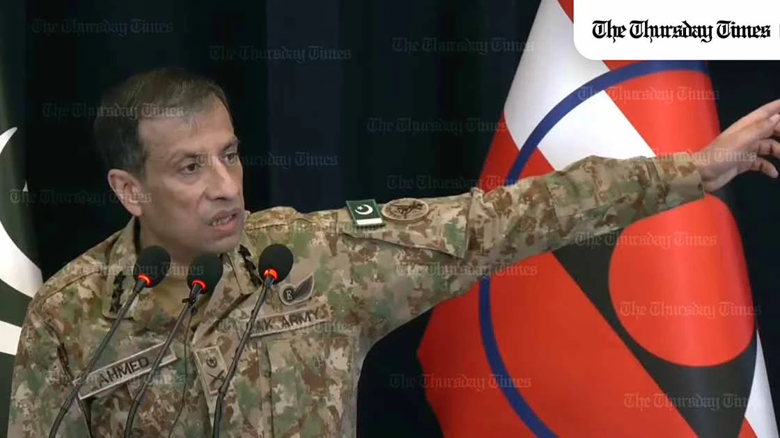 A file photo is shown of DG-ISPR Lt Gen Ahmed Sharif Chaudhry. — FILE/THE THURSDAY TIMES