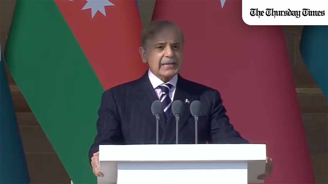Prime Minister Shehbaz Sharif joined President Ilham Aliyev and President Recep Tayyip Erdoğan in Baku to mark Azerbaijan’s Victory Day, celebrating solidarity and shared triumphs across Pakistan, Turkey and Azerbaijan. — FILE/THE THURSDAY TIMES